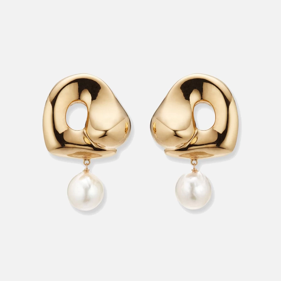 AGMES Large Sandra Hoop Earrings - Minimalist Gold Dangle Earrings for Women