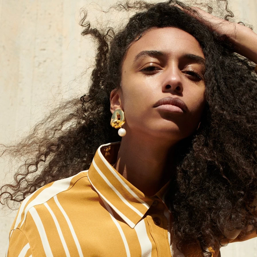 AGMES Large Sandra Hoop Earrings - Minimalist Gold Dangle Earrings for Women