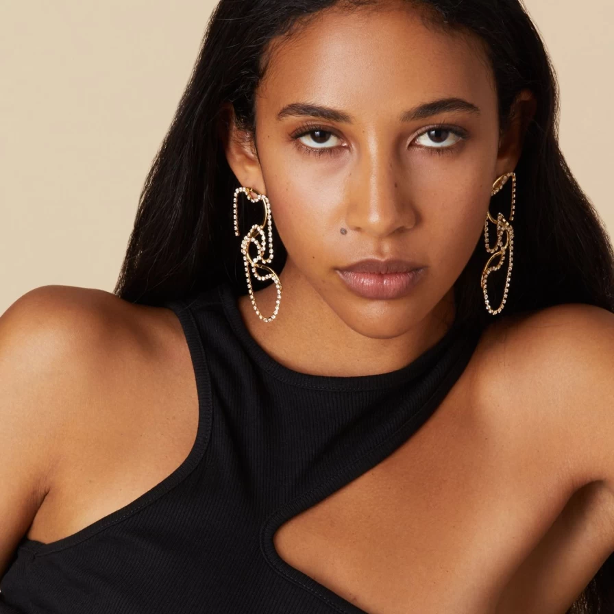 "Lady Grey Gold Scribble Earrings – Unique Handmade Doodle Design"