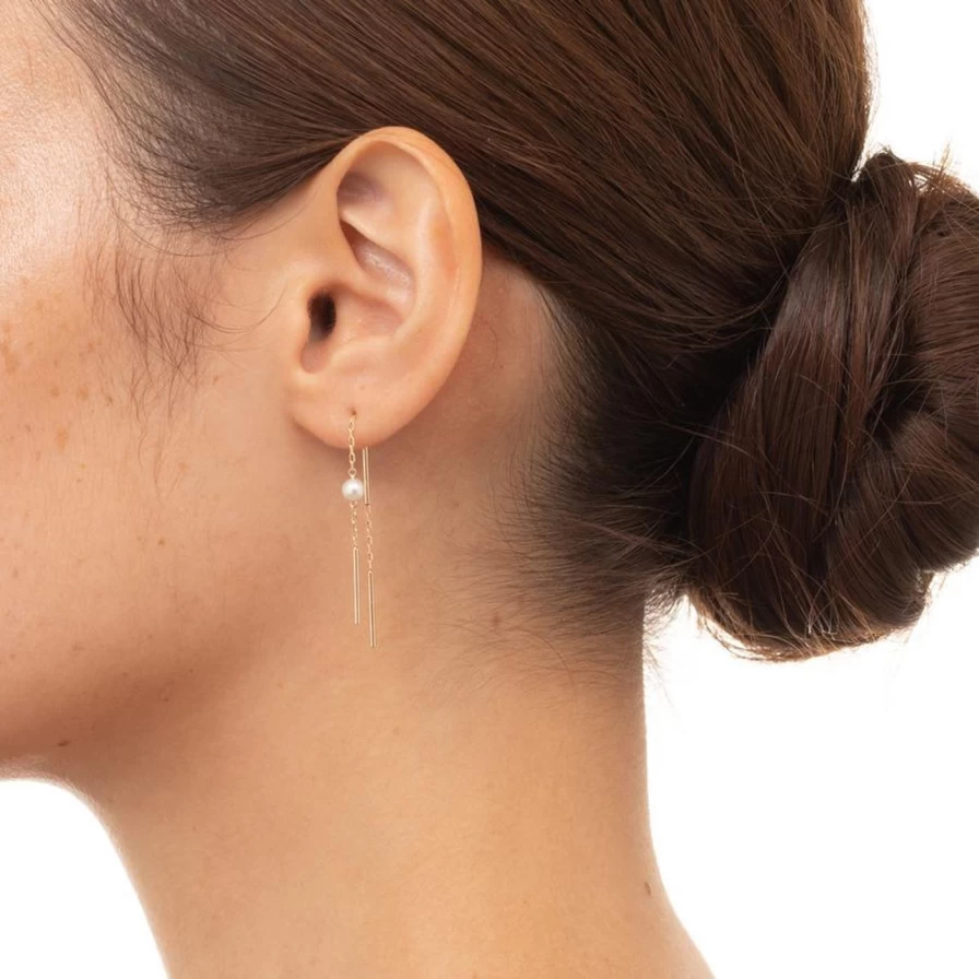 Hirotaka Pearl Toggle Chain Earrings - Elegant Dangle Hoop Earrings for Women
