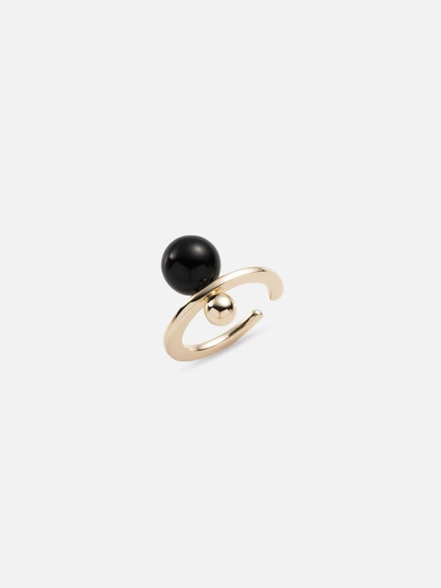 Hirotaka Bumble Bee Onyx Ear Cuff - Gothic Black Stone Punk Jewelry for Women