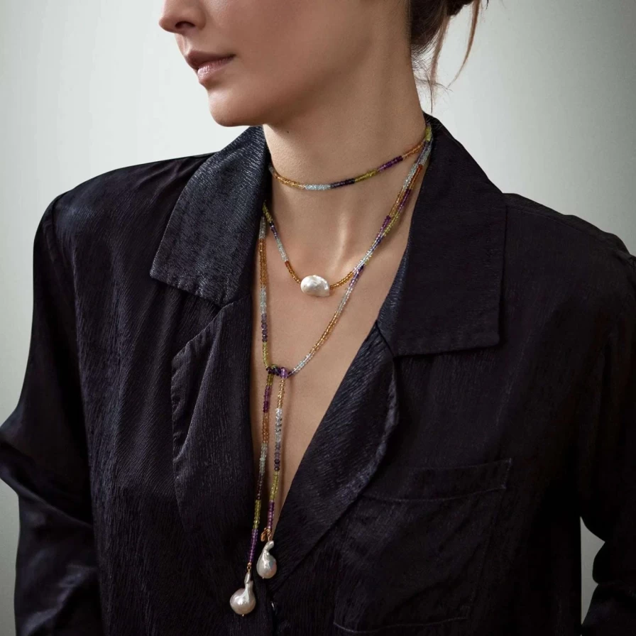 Joie DiGiovanni Baroque Pearl Necklace with Water Ice Crystals - Elegant Vintage Jewelry