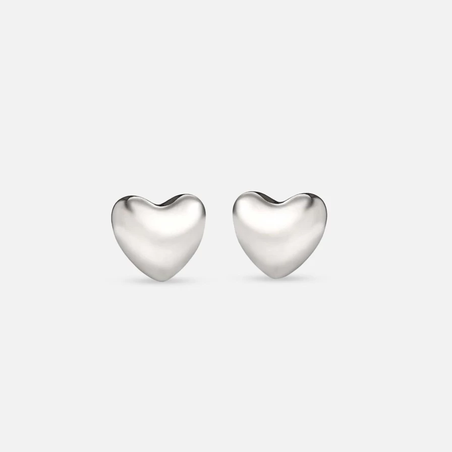 Annika Inez Sterling Silver Voluptuous Heart Stud Earrings for Women