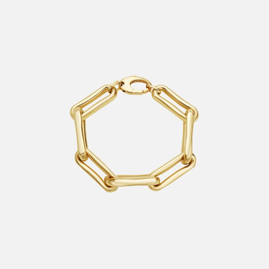 Lionheart Milano Elongated Chunky Pinched Link Bracelet - Stylish Gold-Tone Statement Jewelry