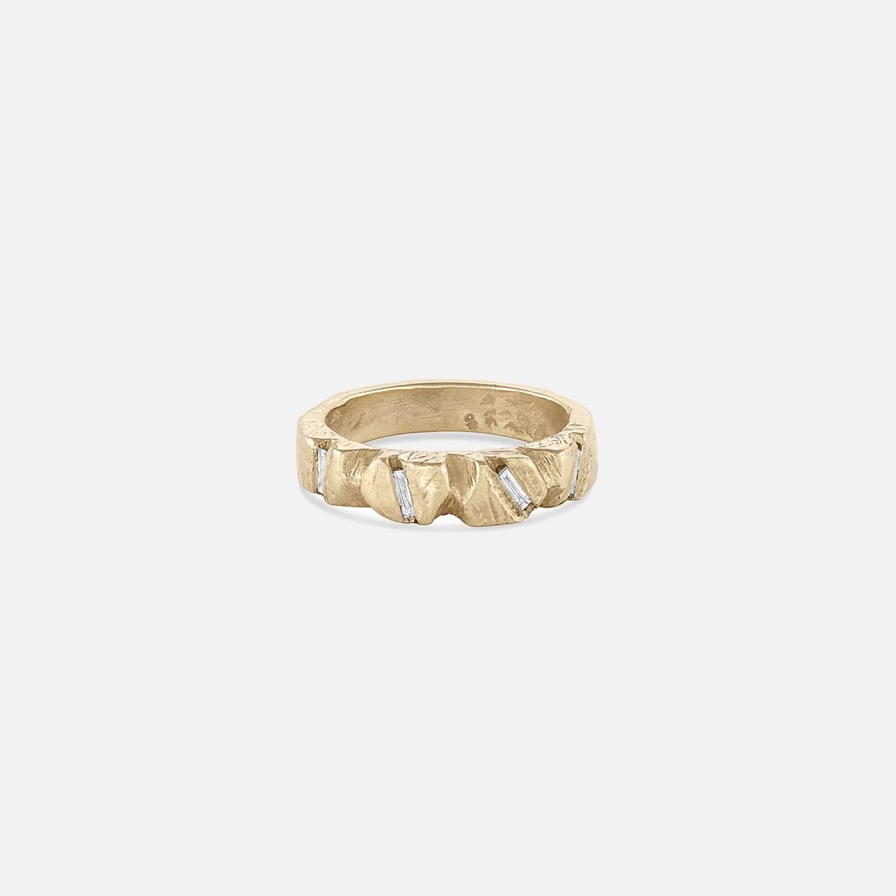 "EMBLM Fine Jewelry 14K Yellow Gold Nugget Diamond Ring – Elegant & Timeless"