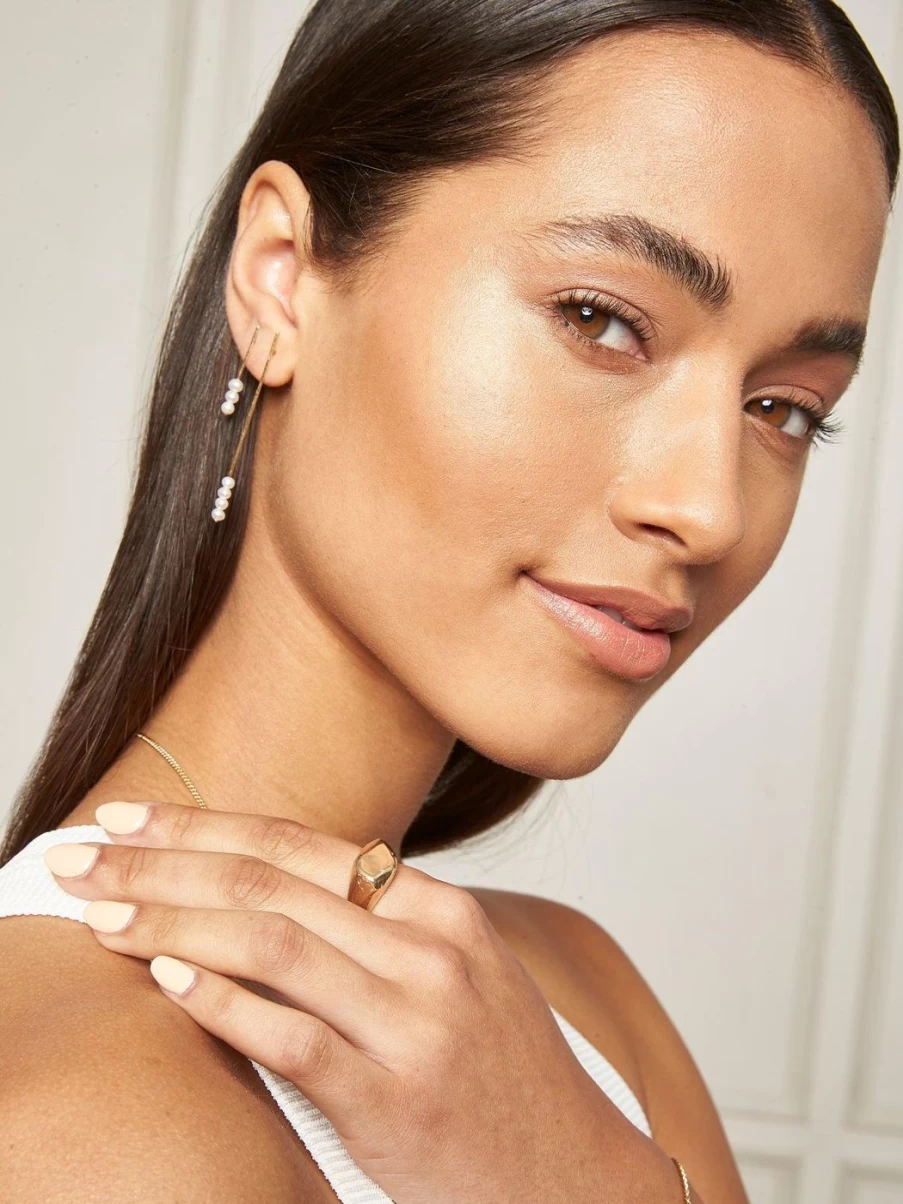 Noor Shamma Sterling Silver Troika Needle Drop Earrings – Elegant Dangle Jewelry for Women