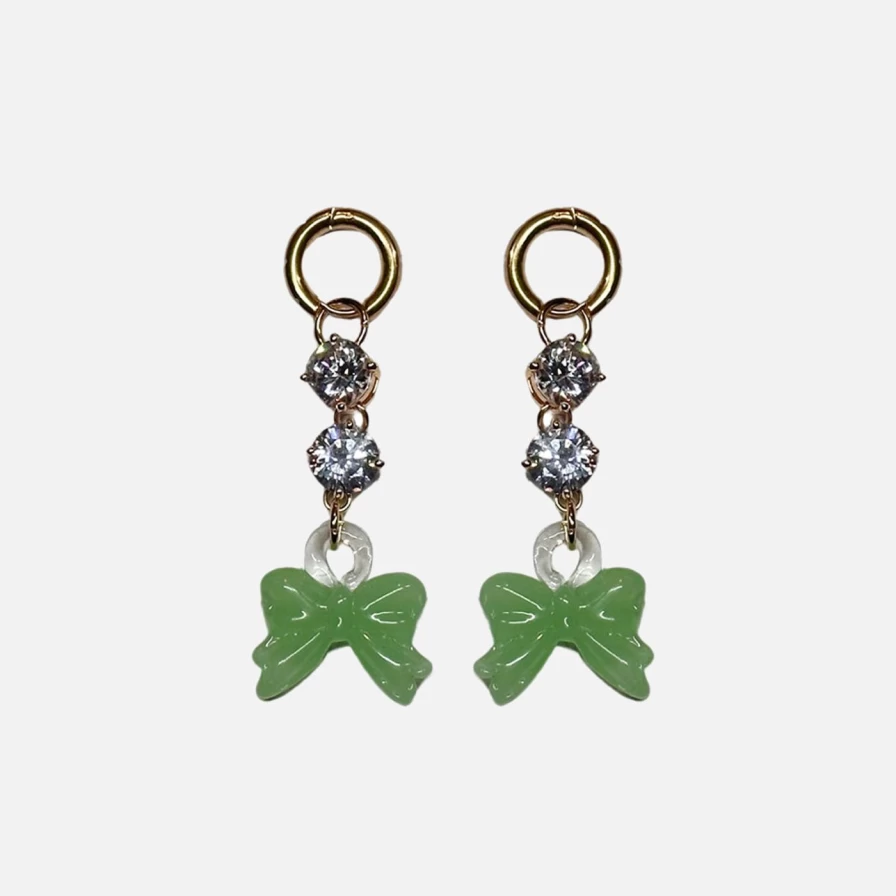 NOTTE Green Bow-Peep Drop Earrings for Women, Elegant Midnight Dance Dangle Earrings, Fashion Jewelry Gift