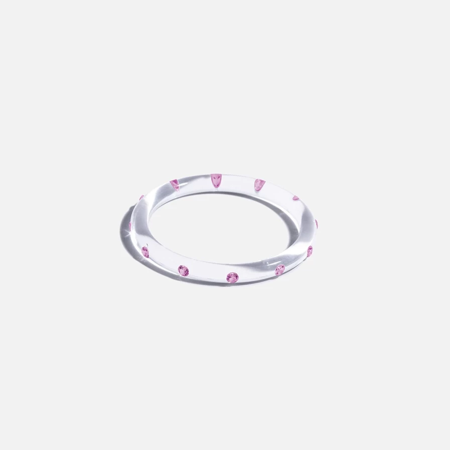Sarah Noor Thin Lucid Pink Bangle - Elegant Translucent Bracelet for Women