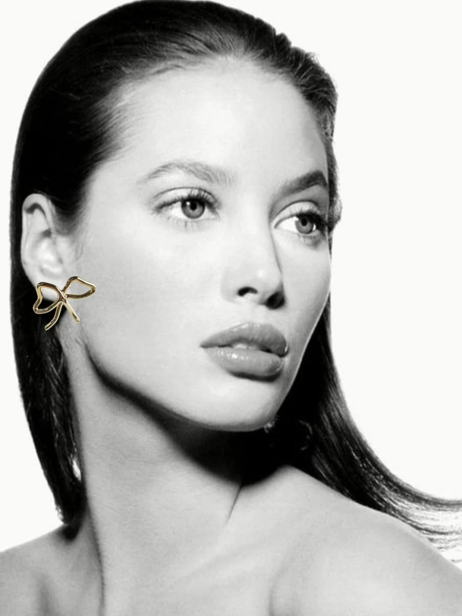 Anita Berisha Mini Bow Stud Earrings - Delicate Gold/Silver Hoop Earrings for Women