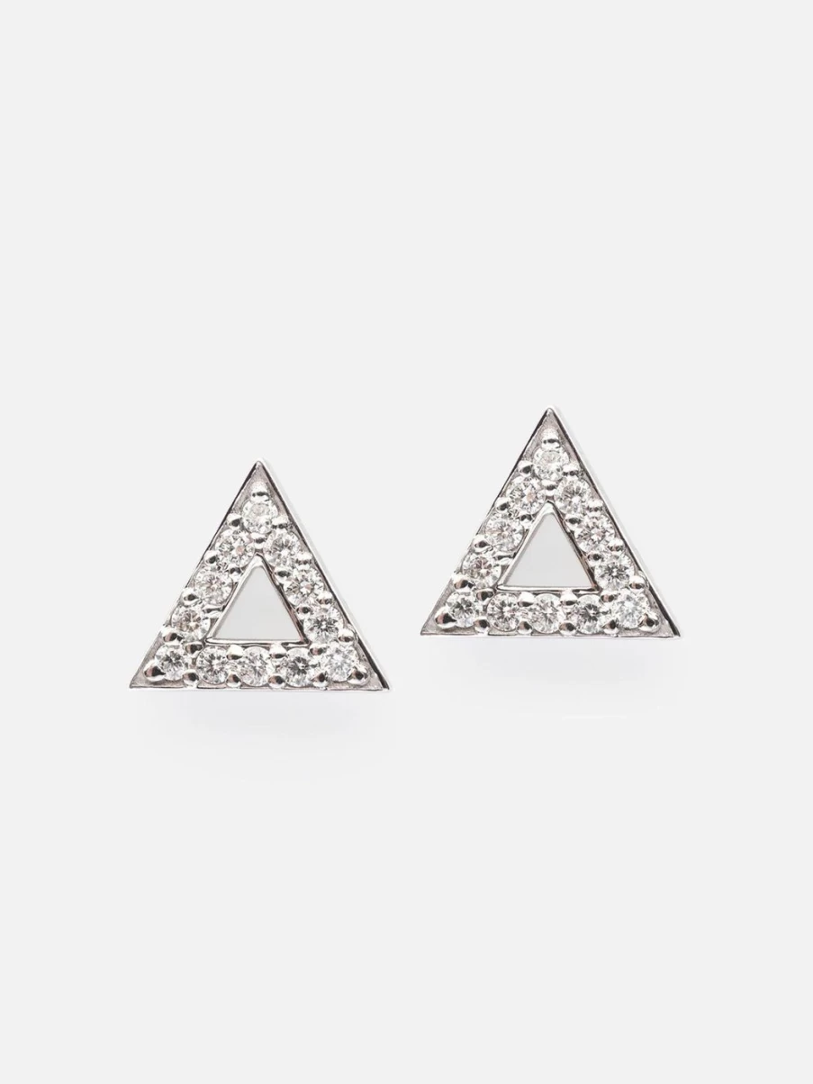 Noor Shamma Troika Stud Earrings - Elegant Gold-Plated Studs with Cubic Zirconia