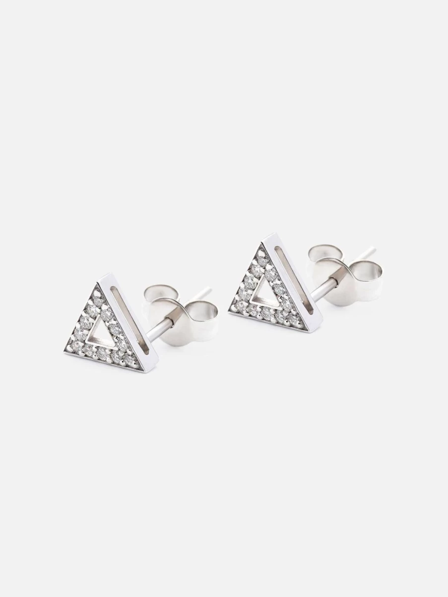 Noor Shamma Troika Stud Earrings - Elegant Gold-Plated Studs with Cubic Zirconia
