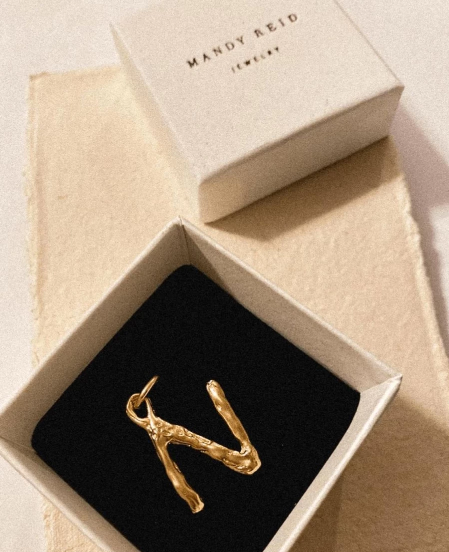 14K Yellow Gold Letter Charm by Mandy Reid - Elegant Personalized Jewelry
