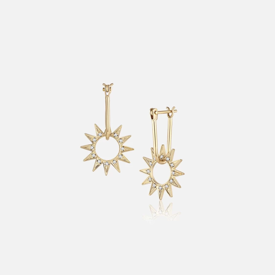 14K Yellow Gold Eclipse Pave Mini Spur Earrings by EMBLM Fine Jewelry
