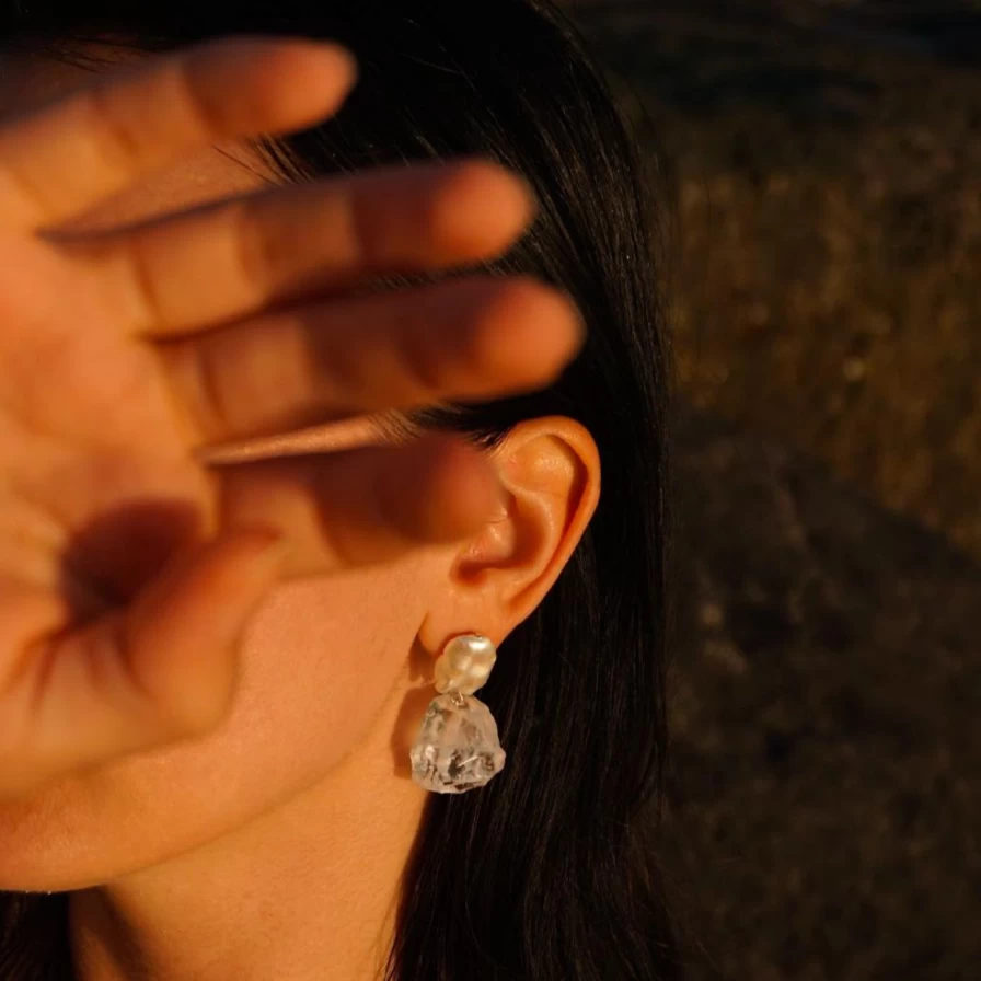 Anita Berisha Iceberg Stud Earrings - Minimalist Silver Jewelry for Women