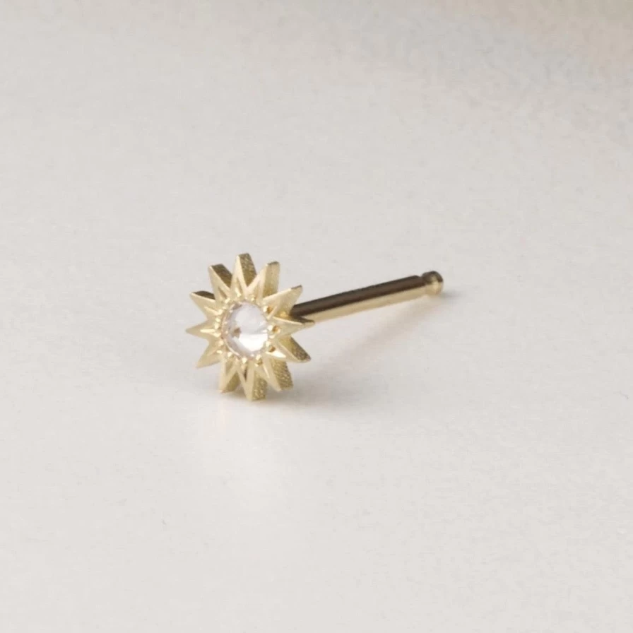 14K Yellow Gold Inverted Diamond Mini Spur Stud Earrings by EMBLM Fine Jewelry