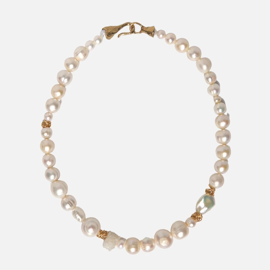 Anita Berisha Milky Quartz Statement Collar Necklace – Elegant Crystal Jewelry