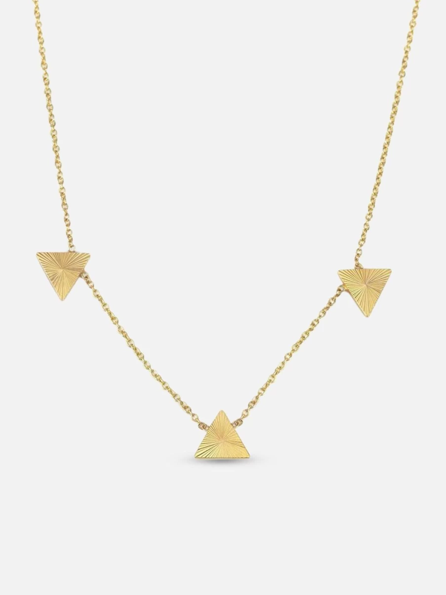 Alice Pierre Starburst Triangle Pendant Necklace - Geometric Gold Jewelry