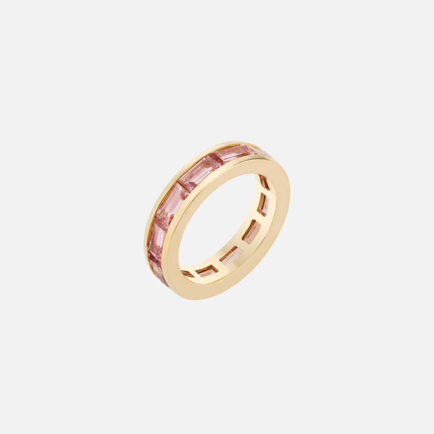 Akaila Reid Pink Tourmaline Eternity Band Ring - Genuine Gemstone Wedding Band for Women