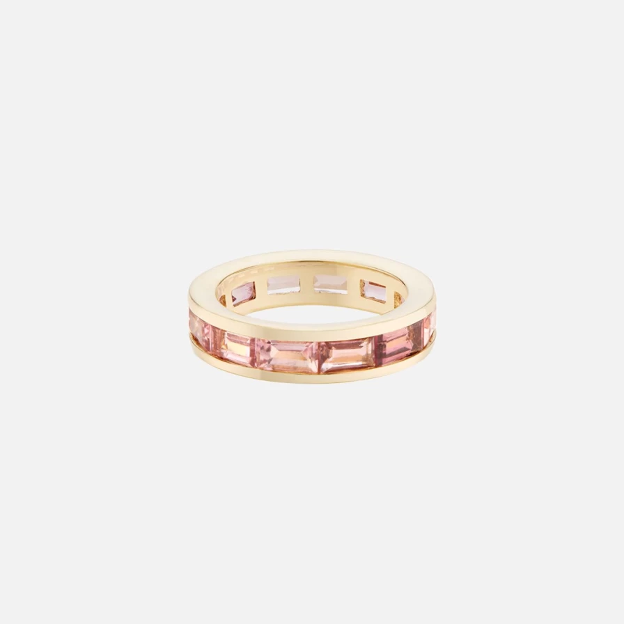 Akaila Reid Pink Tourmaline Eternity Band Ring - Genuine Gemstone Wedding Band for Women