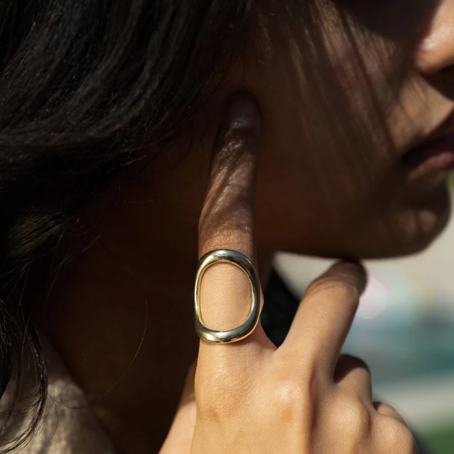 White Space Bold Continuity Ring - Minimalist Stackable Ring for Women