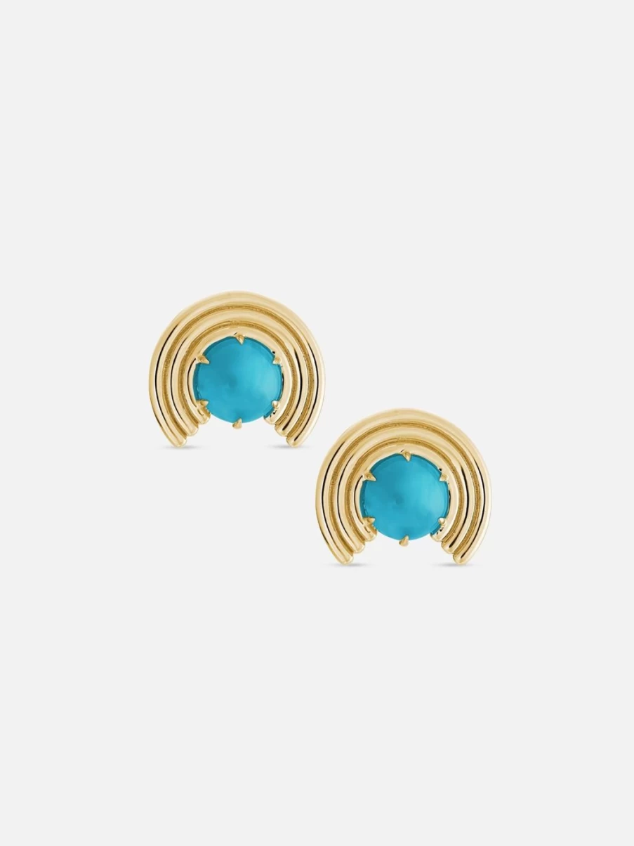 ParkFord Grand Revival Turquoise Stud Earrings - Vintage Inspired Blue Stone Jewelry