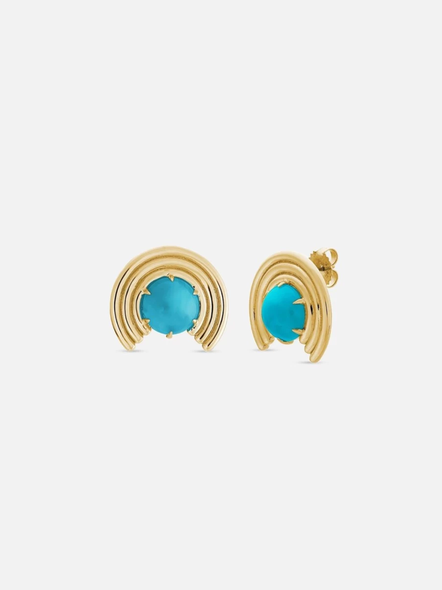 ParkFord Grand Revival Turquoise Stud Earrings - Vintage Inspired Blue Stone Jewelry