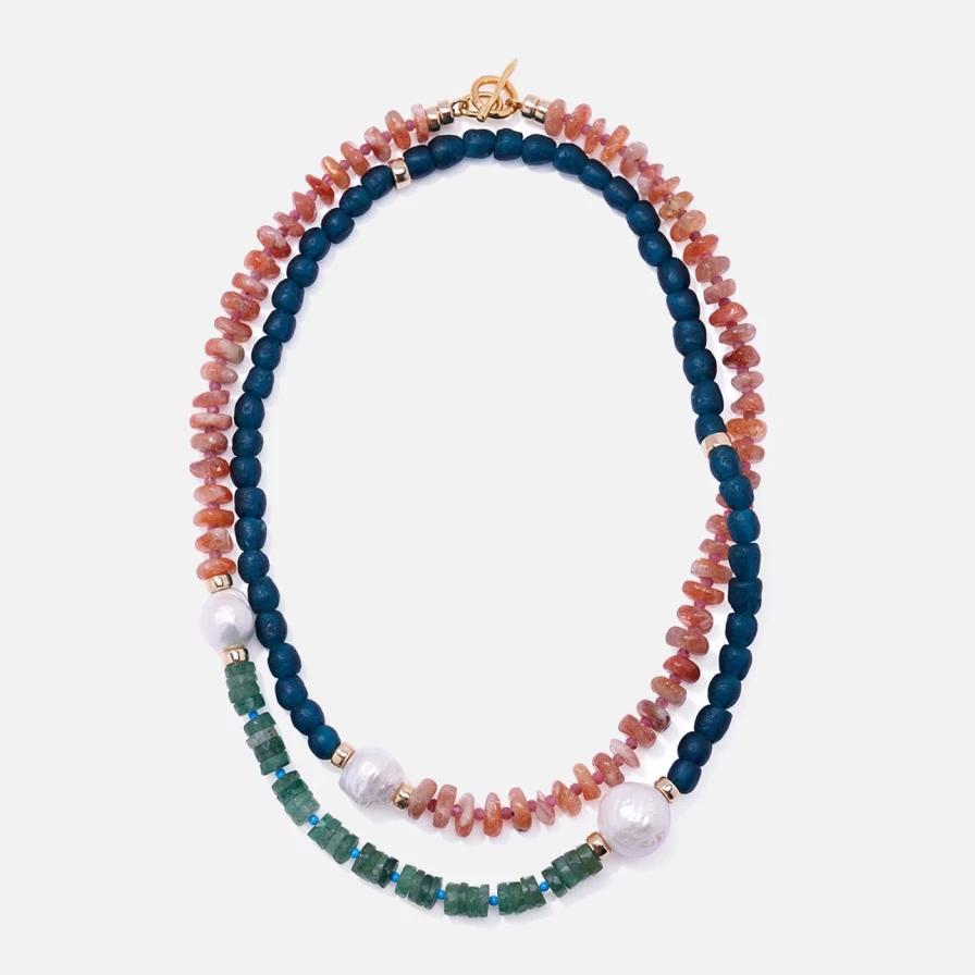 Lizzie Fortunato Cabana Necklace in Multi-Color Bohemian Beaded Statement Jewelry