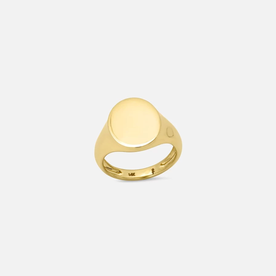 Eriness Gold Signet Pinky Ring for Men & Women - Elegant Engraved Pinky Ring in Solid 14K Yellow Gold