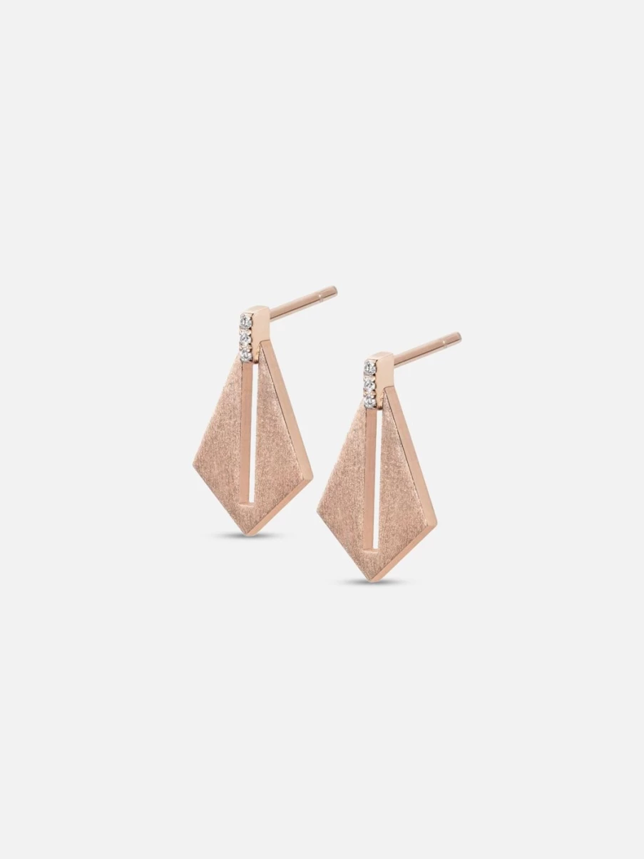 Noor Shamma Mini Cipresso Rose Gold Stud Earrings for Women