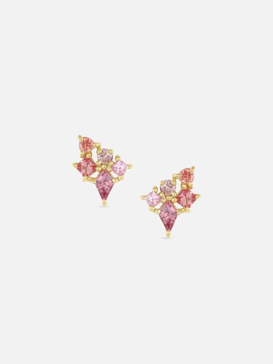 Meredith Young Gold Sunset Cluster Drop Earrings - Handmade Dainty Boho Chic Jewelry for Women