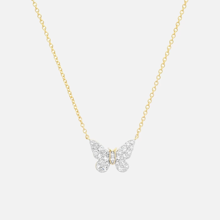 Eriness Mini Diamond Butterfly Pendant Necklace - Elegant & Dainty Jewelry for Women