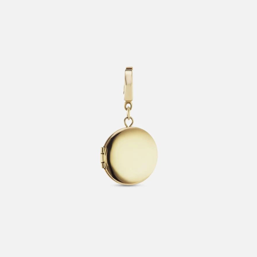 "The Gild Yellow Gold Circle Locket Charm - Elegant Jewelry Pendant"