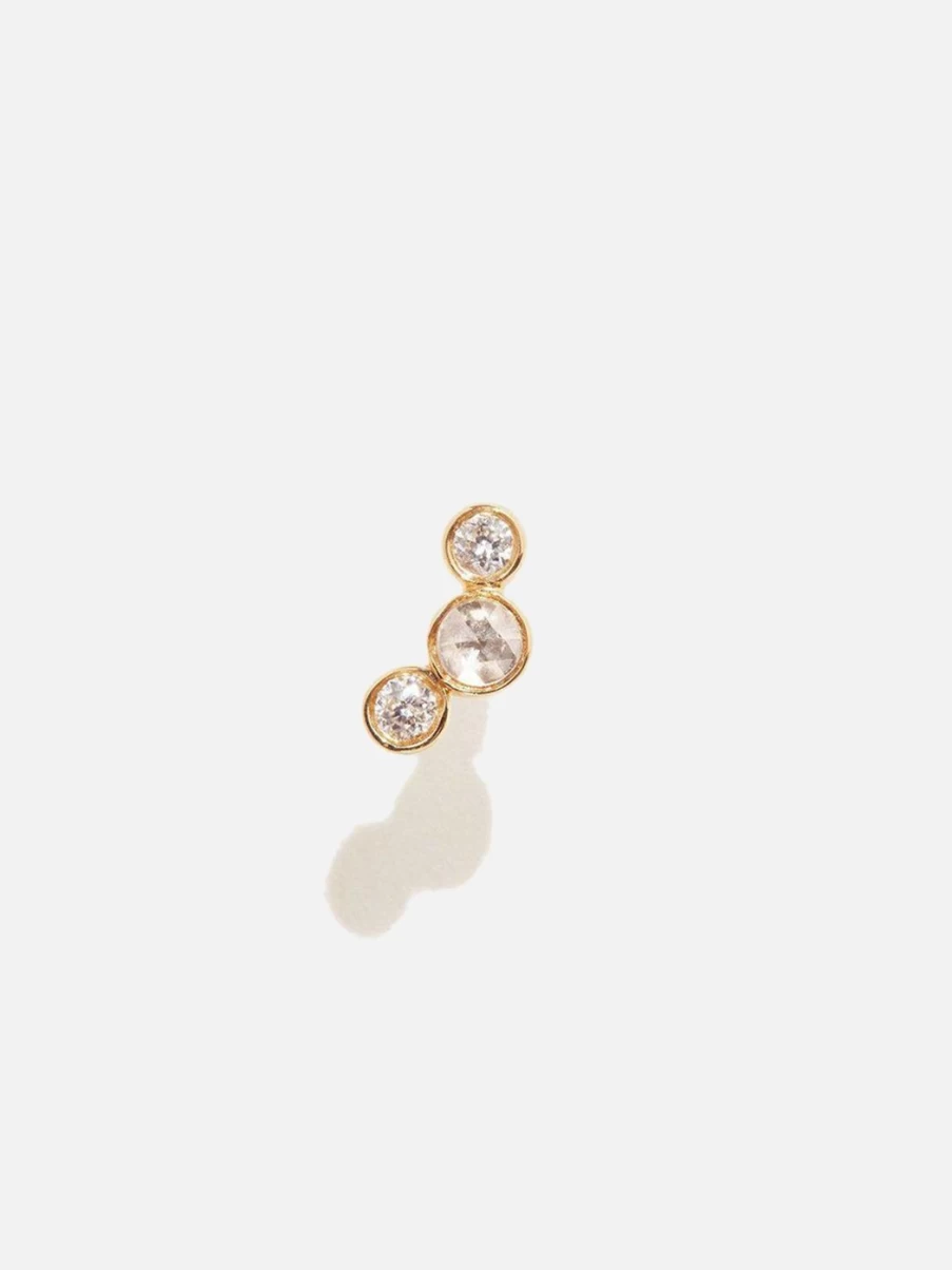 Pamela Love Bezel Set Crescent Moon Stud Earrings with Diamonds