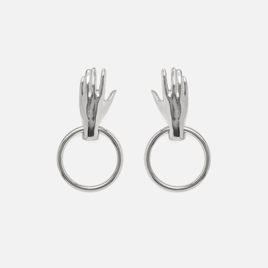 Lady Grey Sterling Silver Handcrafted Hoop Earrings for Women - Elegant Handmade Jewelry Gift