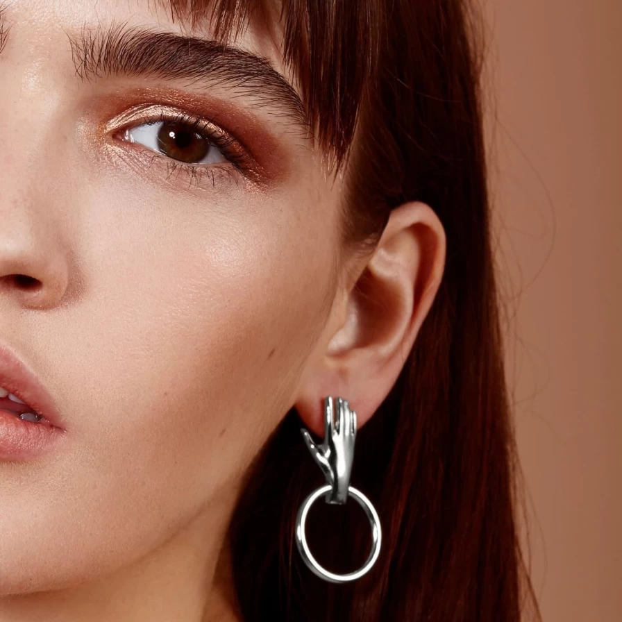 Lady Grey Sterling Silver Handcrafted Hoop Earrings for Women - Elegant Handmade Jewelry Gift