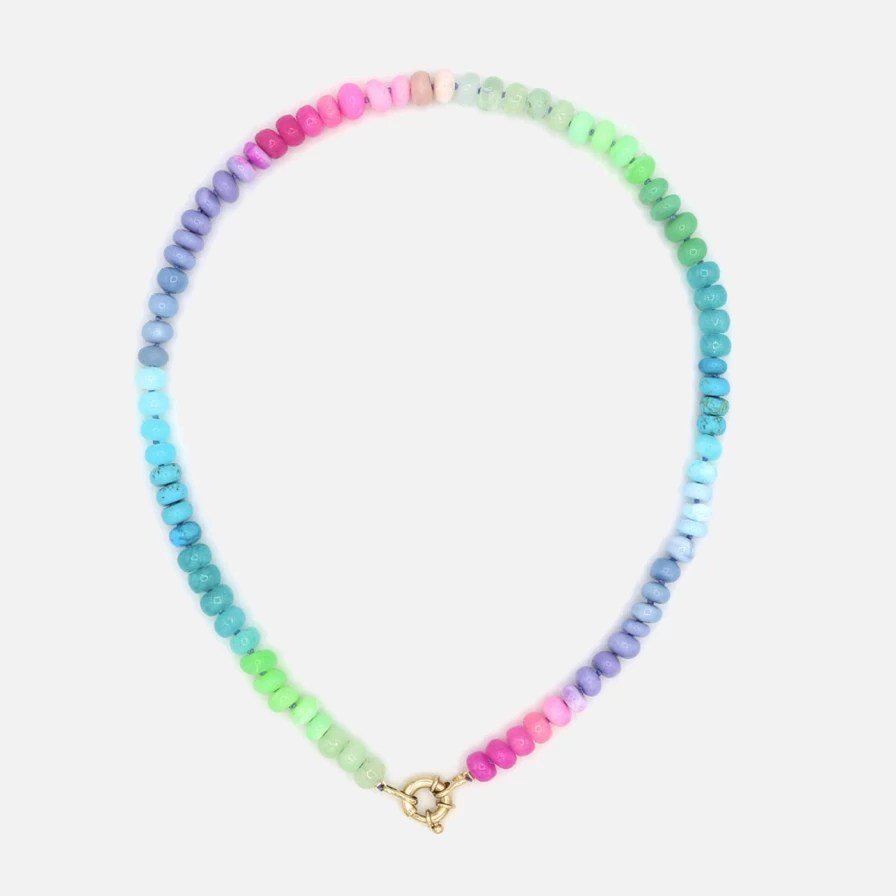 "Encirkled Jewelry Spring Fling Gemstone Necklace – Handmade Dainty Floral Beaded Pendant"