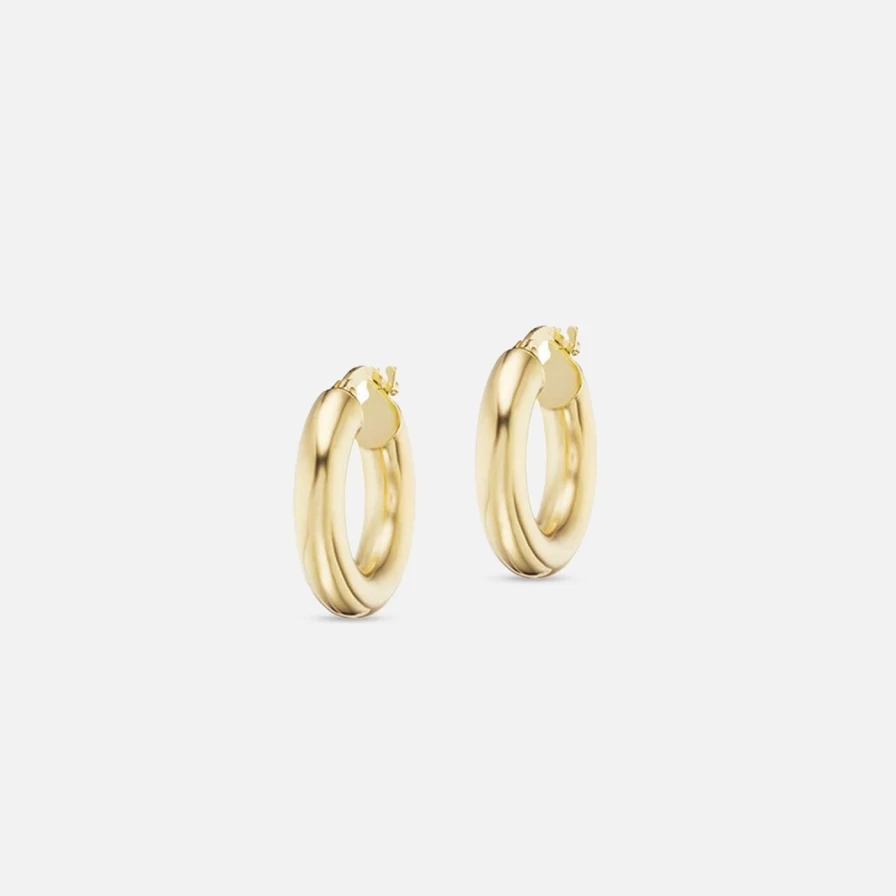 The Gild 14K Gold Mini Hollow Hoop Earrings - Lightweight Dainty Huggie Hoops for Women