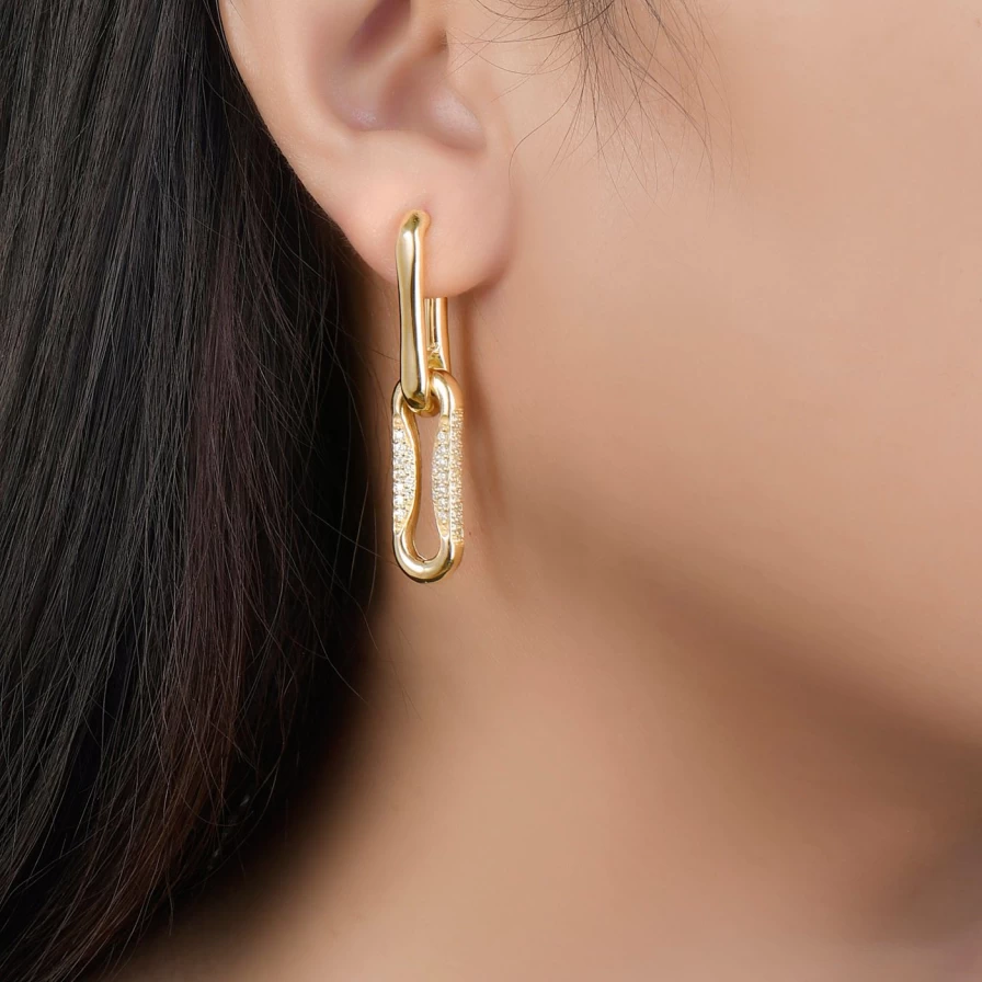 Lionheart Diamond Milano Pinched Link Drop Earrings for Women