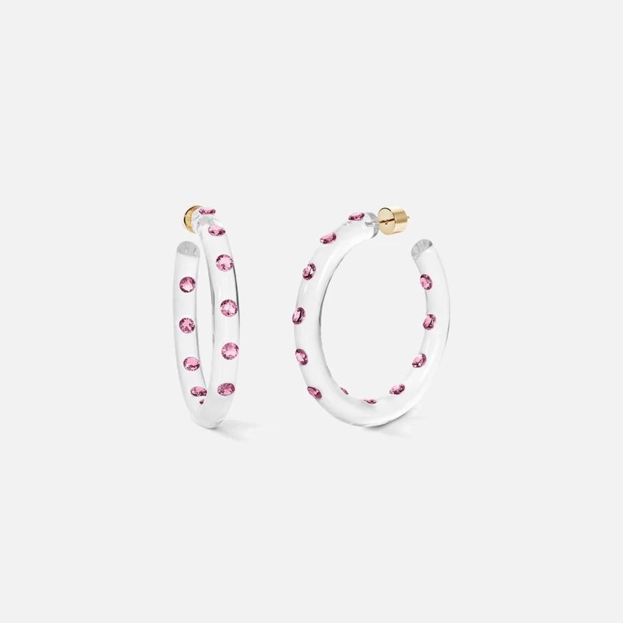 Sarah Noor Medium Pink Lucid Hoops - Hypoallergenic Lightweight Hoop Earrings