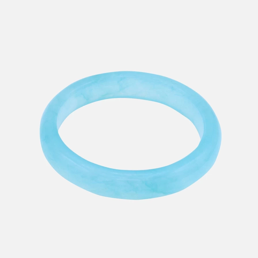 "Seree Blue Jade Stone Bangle Pool Bracelet – Handcrafted Gemstone Jewelry"