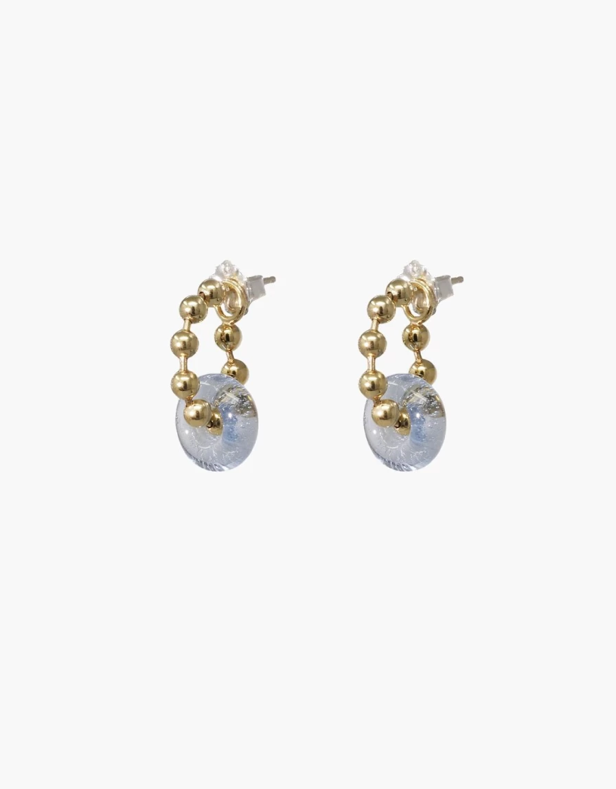 CLED Donut Ball Hoop Earrings - Stylish Gold-Plated Dangle Earrings for Women