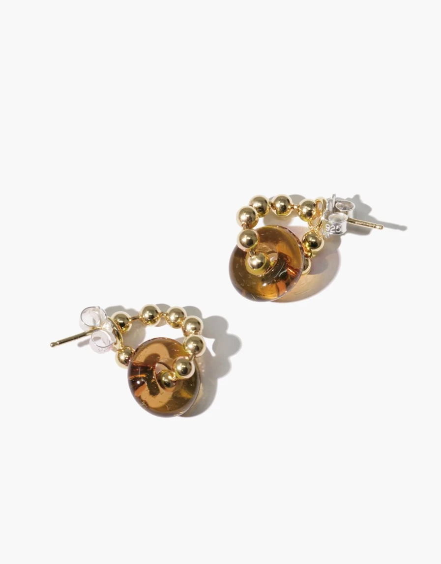 CLED Donut Ball Hoop Earrings - Stylish Gold-Plated Dangle Earrings for Women