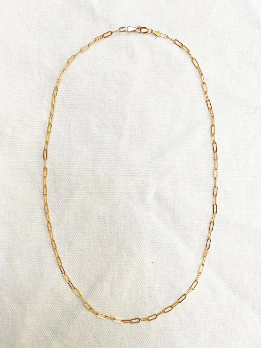 14K Yellow Gold Paper Clip Chain Necklace by Mandy Reid