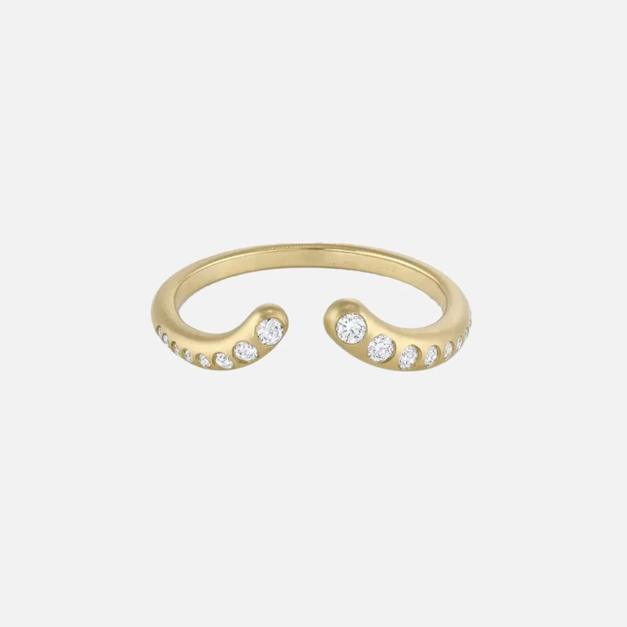 White Space Diamond Stackable Cuff Ring for Women - Elegant Nesting Band Wedding Jewelry Gift