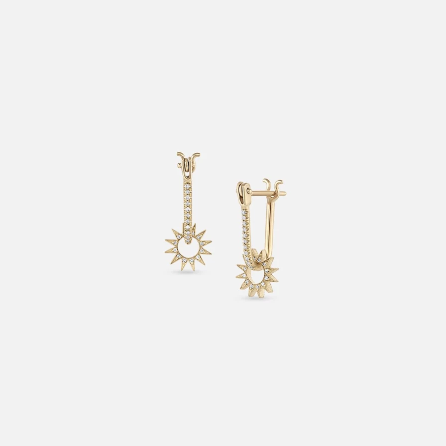 14K Yellow Gold Pave Baby Spur Earrings by EMBLM Fine Jewelry