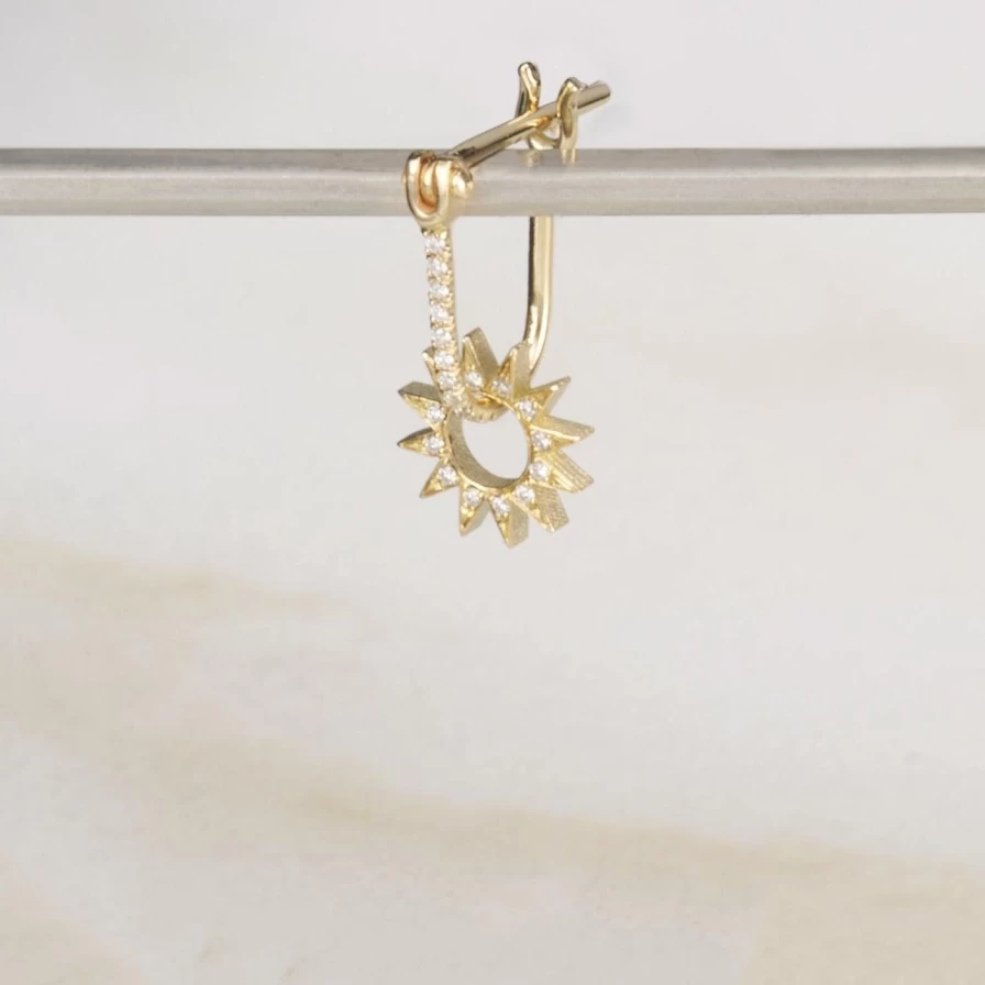 14K Yellow Gold Pave Baby Spur Earrings by EMBLM Fine Jewelry