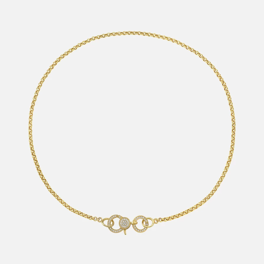 Lionheart 4mm Diamond Rolo Link Chain with Clicker Closure - Sterling Silver Fashion Necklace