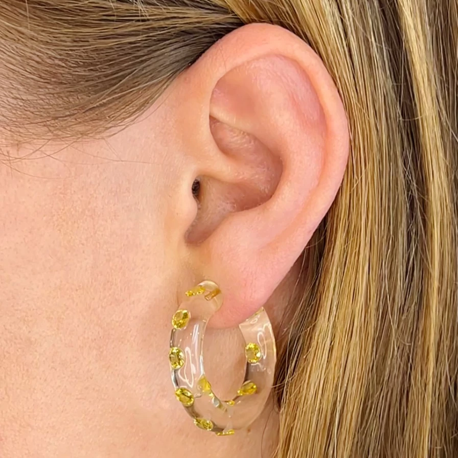 Sarah Noor Small Yellow Lucid Hoops - Minimalist Gold Hoop Earrings for Women