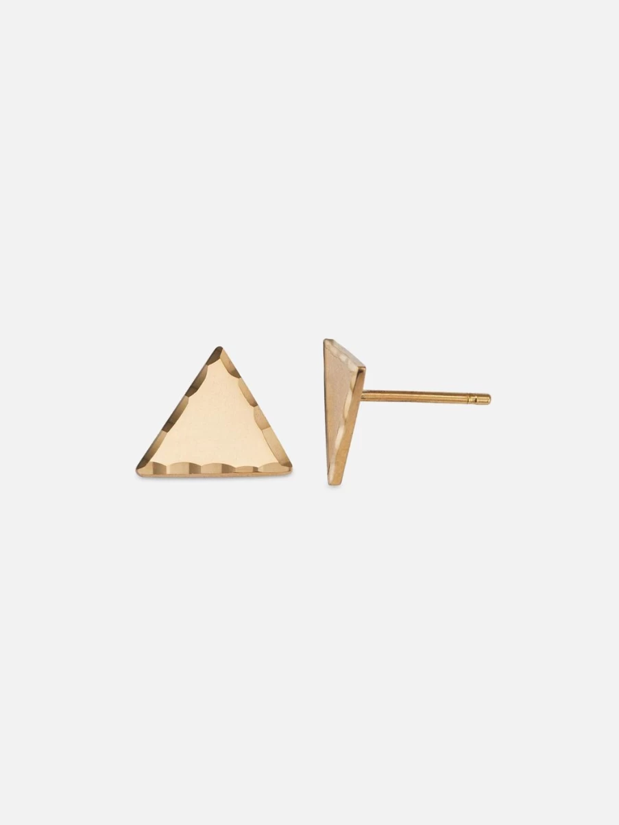 Alice Pierre Textured Triangle Stud Earrings - Unique Geometric Gold Hoop Earrings for Women