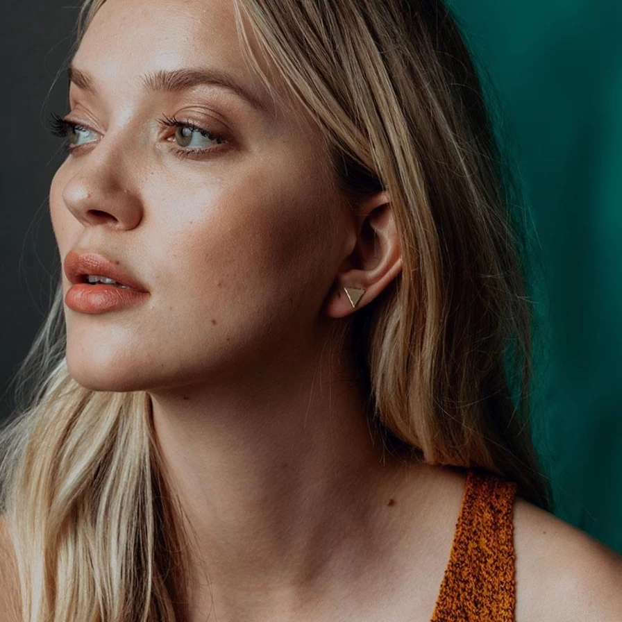 Alice Pierre Textured Triangle Stud Earrings - Unique Geometric Gold Hoop Earrings for Women